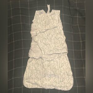 HALO SleepSack Swaddle in White with Sage Leaf Print